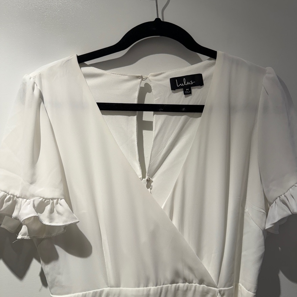 Lulu's White Ruffle Wrap Dress - Picture 2 of 7